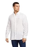 Tommy Hilfiger Men's WCC Premium Linen Regular Fit Shirt, White, Large