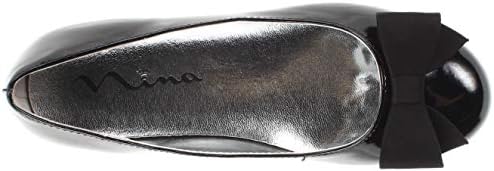 Nina Shoes Girls PEGASUS POINTED BOW BALLET FLAT, Black Patent, 13 M US Little Kid | Image 4