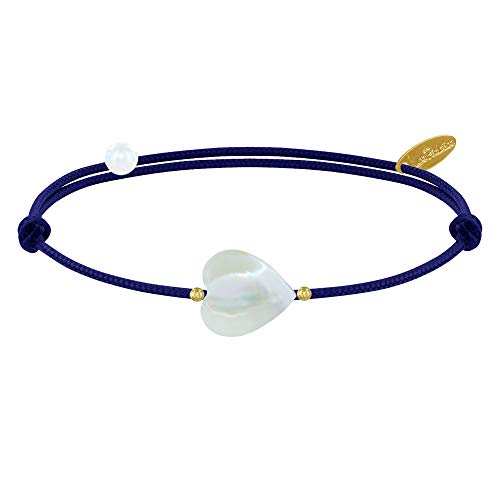 LES POULETTES BIJOUX - Bracelet Petit Coeur de Nacre - Classics - Bleu Navy
