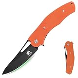 FULLHI navaja de bolsillo plegable G10 maneja con mosquetón clip para afilar Camping Supervivencia Senderismo Senderismo Cuchillos, Regalos para Mujeres Hombres Mamá Papá Amigo Regalo (Naranja-negro)