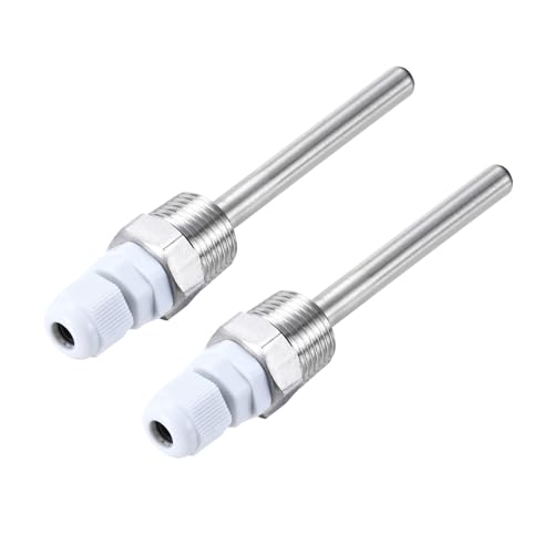 uxcell 2 Pcs 8mm Dia G1/2 Thermowell Weldless Stainless Steel 201 with Cable Gland 105mm Length for Beer Fermenter, White