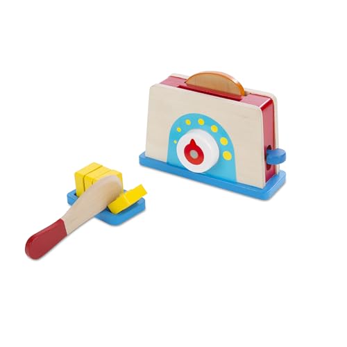 Melissa & Doug Bread and Butter Toaster Set (9 pcs) - Wooden Play Food and Kitchen Accessories - image 9