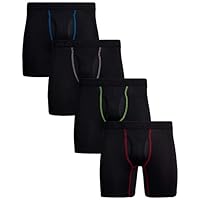 Reebok Mens Boxer Briefs - 4 Pack Stretch Performance Moisture Wicking Mens Underwear Boxers with Contour Pouch - Black/Black/Black/Black XX-Large