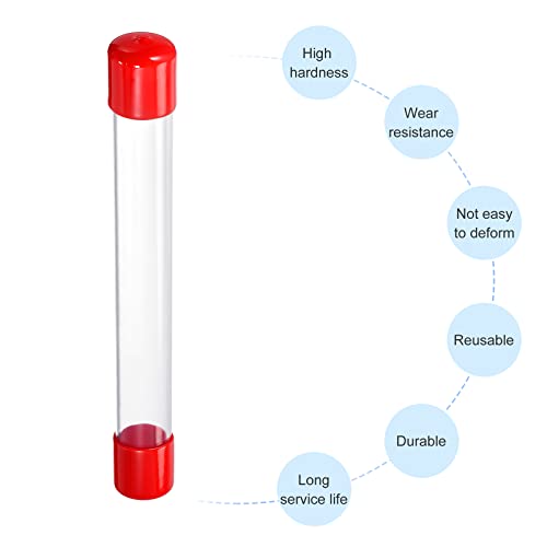 Image of PATIKIL Clear Rigid Tube Round Plastic Tubing with Red Rubber Caps Polycarbonate Water Pipe, 305mm / 12 Inch Length, 23mmx25mm /0.91 inchx1 inch, 1 Set