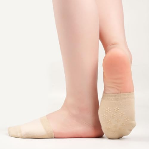 Image of Toe Socks Womens for Mules, Half Socks Toe Topper Covers No Show Invisible Non-slip Liners for Clogs 4 /6 /8 Pairs