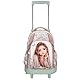 Depesche 13305 TOPModel Summer Feeling - Schulrucksack Trolley in Rosa und Grün, mit Model Motiv und Blumen Muster, Schultasche mit Teleskopgriff und Rollen