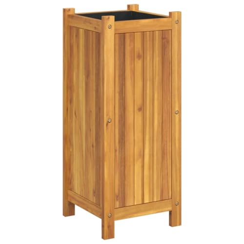Terassendeko Hochbeet Balkon Gitter Balkonmöbel - Pflanzkübel mit Einlage 31x31x75 cm Massivholz Akazie für Garten Draußen Balkon Hinterhof