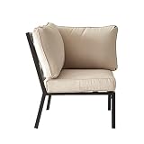 LOKATSE HOME Outdoor Corner Sofa Patio Bistro Furniture Dining Chair with Cushion for Garden, Beige