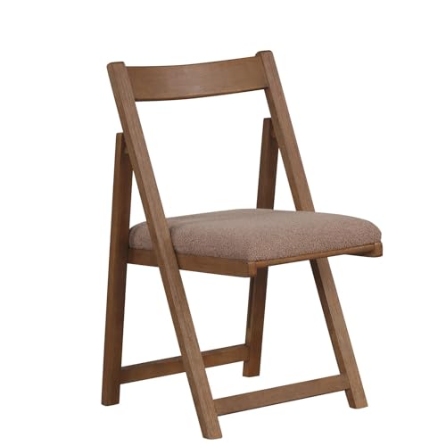 FANTASK Polsterstuhl Klappstuhl mit gebogenem Rückenlehne & Gummiholzbeinen, 2er Set Küchenstühle klappbar für Esszimmer, Hochzeit & Restaurant (Walnuss)