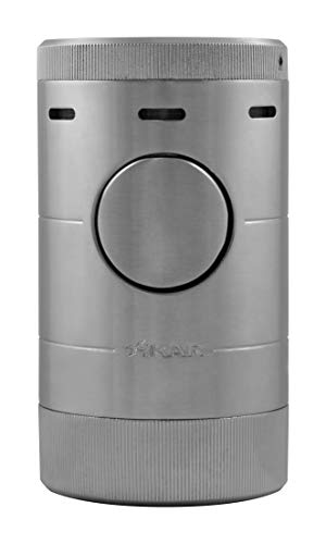 Xikar Volta Quad Flame Tabletop Lighter, High Performance, Camera Aperture-Inspired Lid, Silver