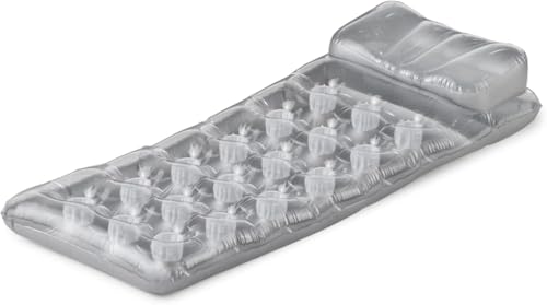 Intex 58894EU - Aufblasbare Luftmatratze mit 18 Löchern und Kopfkissen, Vinyl, Grau, 188x71 cm...