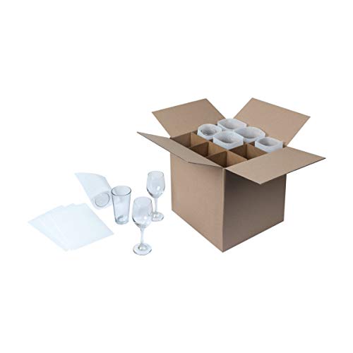 Duck Brand Dish & Glass Kits Corrugated Dividers & Foam Pouches [Outer Box Not Included]: glass kit (Brown and White) - Thumbnail 7