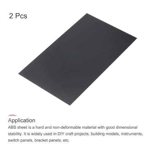 Image of MECCANIXITY Black ABS Plastic Sheet 10 x 6 x 0.04 Inch for Building Model, DIY Crafts, Panel, Pack of 2 Pcs