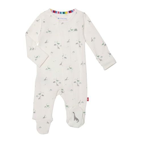 Image of Magnetic Me 100% Organic Cotton Magnetic Baby Footie Pajamas | Super Soft Cotton Fabric | Tiny Diny | 3-6 Months