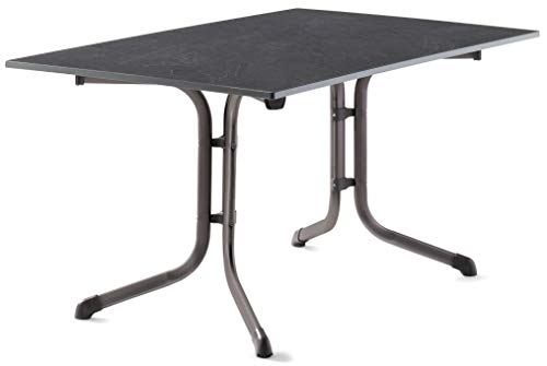 SIEGER Boulevard-Klapptisch mit vivodur-Dekorplatte, 140x90 cm, eisengrau, Schieferdekor anthrazit