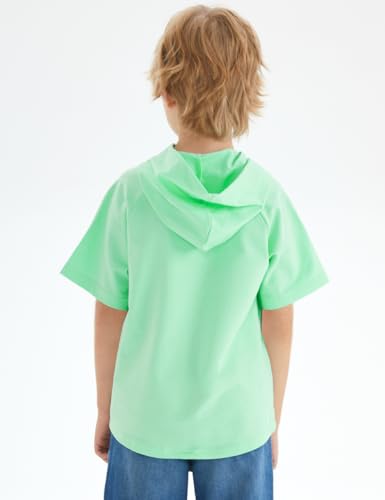 Image of Spring&Gege Boys Light Weight Short Sleeve Hoodie Casual Solid Pullover Hooded T-shirt with Pocket