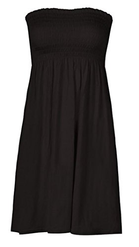 GirlsWalk Women's Plus Size Plain Boob Tube Bandeau Sheering Top Black