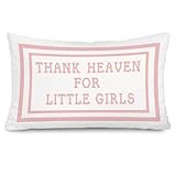 CalmVerve Girl Nursery Decor Newborn Gifts Thank Heaven for Little Girls 12x20 Pillow Cover, Pink Baby Shower Decorations Gift for Toddler Little Boy Room