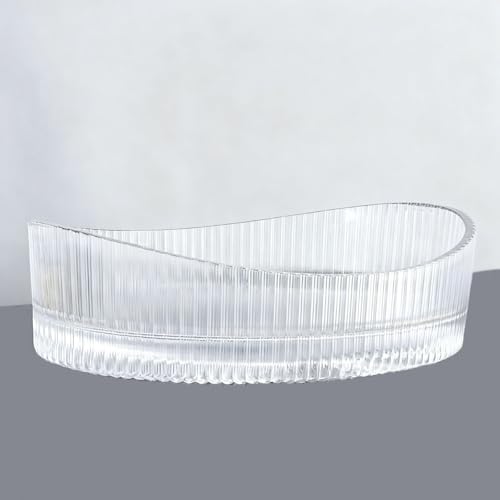 ZYCDP Lavabo Sobre Encimera Cristal Ovalado Lavabo de Vidrio de Baño 500 X 375 X 140 mm Transparente