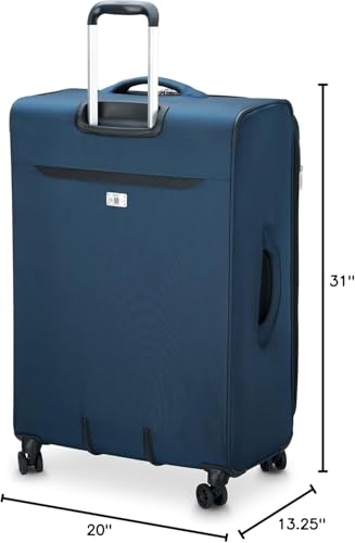 Image of DELSEY PARIS Sky Max 2.0 Softside Expandable Luggage with Spinner Wheels, Blue, Checked-Large, 28 Inch