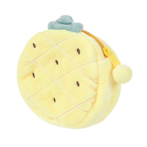 MINISO Cute Designed Pineapple Squeeze Small Coin Purse Pouch Change Holder Zipper Money Wallet for Women and Girls