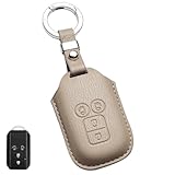 WiiLemzキーケース適合スズキ/suzuki新型スペーシア/ソリオ/ハスラー/ジムニー高級革キーリングキーカバー 4ボタン（灰色）