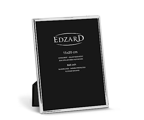 Edzard Cornice per Foto Genova, placcata in Argento pregiato, antiossidante, per Foto 15 x 20 cm, Inclusi 2 appendini
