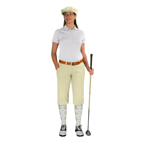 Golf Knickers Ladies Select A Style Outfit - Matching Golf Cap - Natural - Waist 14 - Sock - Natural/White