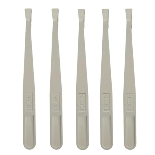 bnafes 5Pcs Plastic Anti-static Tweezers, Precision Slant Flat Tip for Jewelry Craft DIY Beauty Electronics Repair Tool White