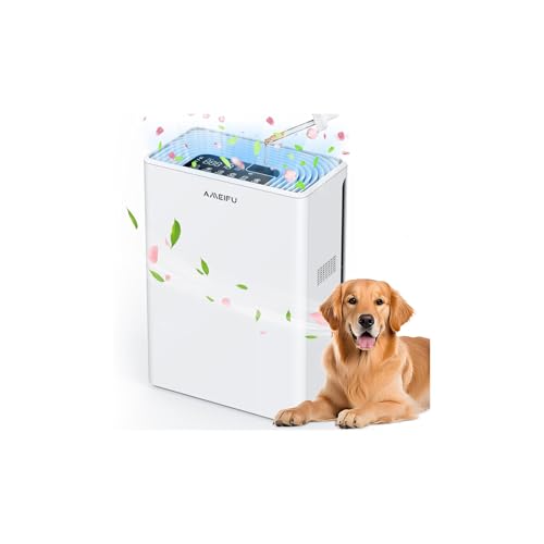 AMEIFU Air Purifiers for Home Large Room up to 2300sq.ft, H13 True Hepa Air Purifiers for Pets Hair, Dander, Smoke, Pollen, 3 Fan Speeds, 5 Timer Air Cleaner