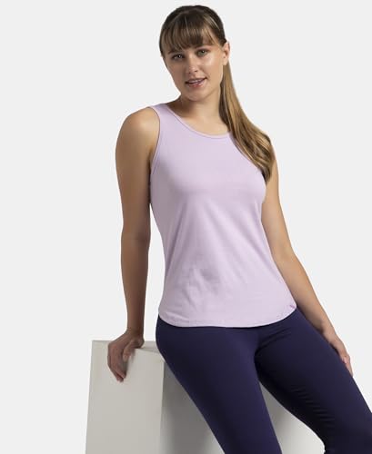 Image of Jockey AW77 Women Super Combed Cotton Rich Solid Curved Hem Styled Tank Top
