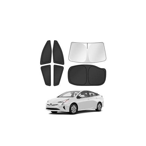 Image of Canvcle Window Shades for 2016-2022 Toyota Prius Hatchback Accessories Windshield Sun Shade Side Rear Window Cover Sunshade Sun Visor Shield Privacy Protection for Camping Keep Vehicle Cool Black 6PCS