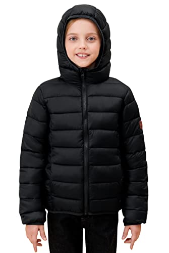 Solocote Girls Winter Coats Lightweight Water-Resistant Windproof Packable Hooded Down Like Padding Jacket, Sln2108-Black-9-10Y #TOP6