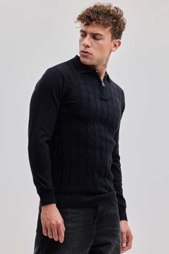 Image of SNITCH Black Knitted Polo T-Shirts