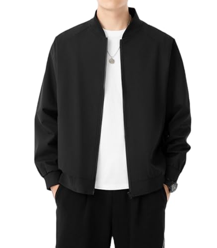 Men's Lightweight Bomber Jacket - Windproof Minimalist Design with Hidden & Side Pockets for Casual & Golf