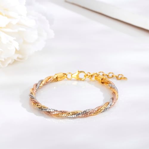 925 Silver Playful Twist TripleTone Rope Chain Bracelet
