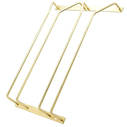 ZOOHOT Portabicchieri da vino da 30,5 cm – sotto l'armadio Stemware porta bicchieri da vino appendiabiti in metallo per bar cucina, finitura oro (2 file, 1 confezione)