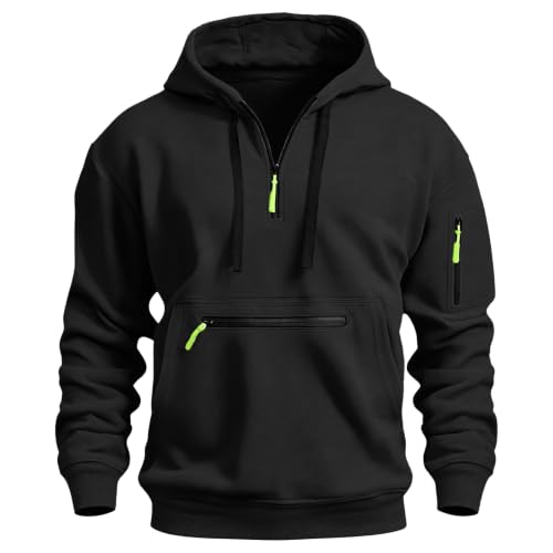 Hoodies for Men Quarter Zip Pullover Cargo Tactical Hooded Sweatshirt - image 7