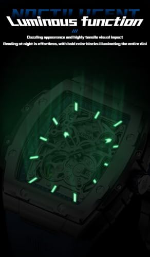 Image of OLEVS Watch Men Self Winding Luxury Skeleton Mechanical Business Dress Square Wrist Watches Calendar Watches