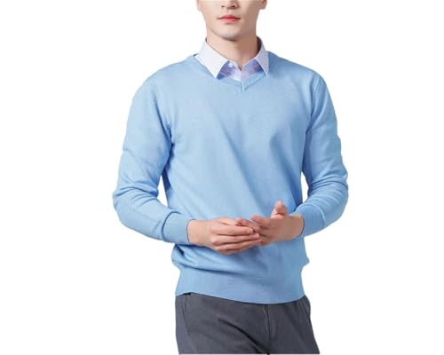 Men Knitwear Pullover Basic Sweater V-Neck Loose Soft Warm Business Pullover Loose Fit Long Sleeve Sweater