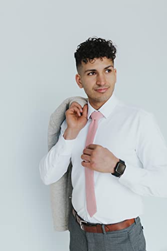 Image of DAZI Men's Skinny Tie, Cotton Wool Linen Necktie, Great for Weddings, Groom, Groomsmen, Missions, Dances, Gifts.