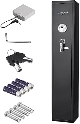 Image of Barska Biometric Rifle Gun Safe - Quick Access Fingerprint Long Gun Safe for Home, DOJ Approved, Silent Mode, Removable Shelf, Backup Keys & Battery