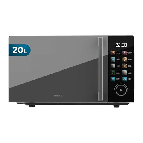 Cecotec Microondas 20L Proclean 6030 Black. Potencia de 700 W, 8 Programas, 10 Niveles de Potencia, Pantalla Táctil a Color, Temporizador, Plato Giratorio de 255mm