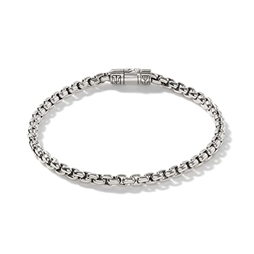 John Hardy Men's Classic Chain Silver 4Mm Box Chain Bracelet With Pusher Clasp, Size L #TOP3