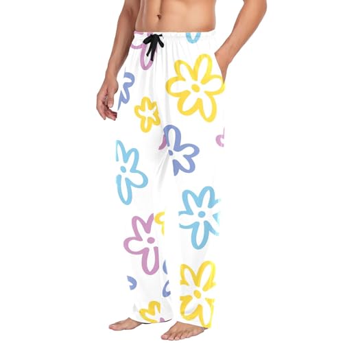 Flower Doodle Mens Pajama Pants Mens Pj Pants Comfy Cotton Pj Long Pant for Men with Pockets Size S-XXL4