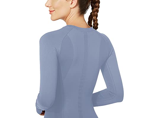 Image of MathCat Workout Shirts for Women Long Sleeve, Workout Tops for Women, Quick Dry Gym Athletic Tops,Seamless Yoga Shirts XS-XL