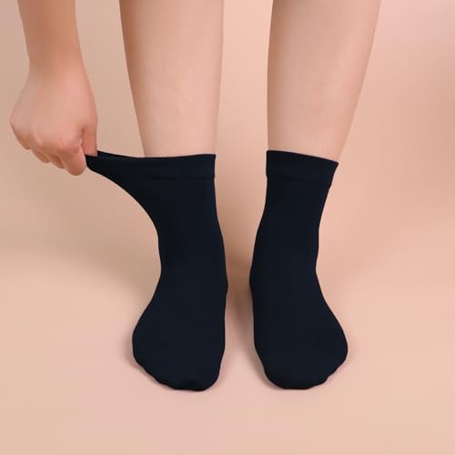 Image of Womens Viscose Bamboo Crew Socks Thin Casual Ultra Soft Colorful Above Ankle Socks Breathable Comfortable 3 /6 Pairs