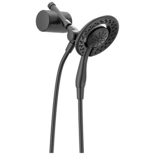 Delta Faucet 4-Setting In2ition 2-in-1 Dual Shower Head with Clarifi Standard Shower Filter Attachment and Filter, Black Shower Head with Filter, Filtered Shower Head, Matte Black 7SF110BBL by DELTA - Used condition - US$94.20
