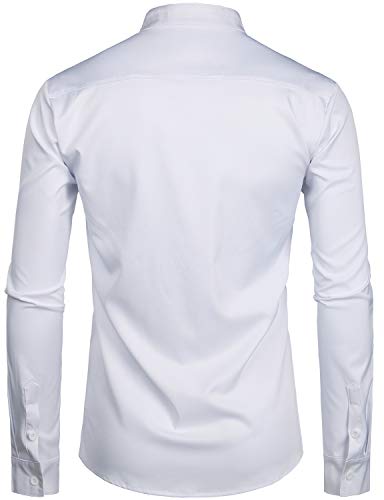 ZEROYAA Mens Hipster Solid Slim Fit Long Sleeve Mandarin Collar Dress Shirts2