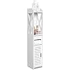 GOTOTOP Armoire de Chambre à Coucher, 80 × 15,5 × 15,5 Cm, Meuble de Salle de Bain en Bois Blanc, Étagère de Rangement pour Salon Cuisine Couloir